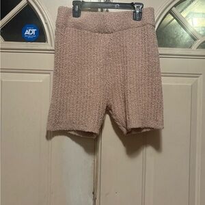 Cozy High-Waist Knit Women’s Shorts — Blush